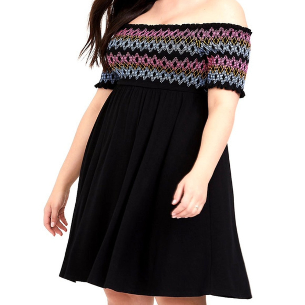 New 3X (22/24) Sexy Black Torrid Smocked Off Shoulder Dress